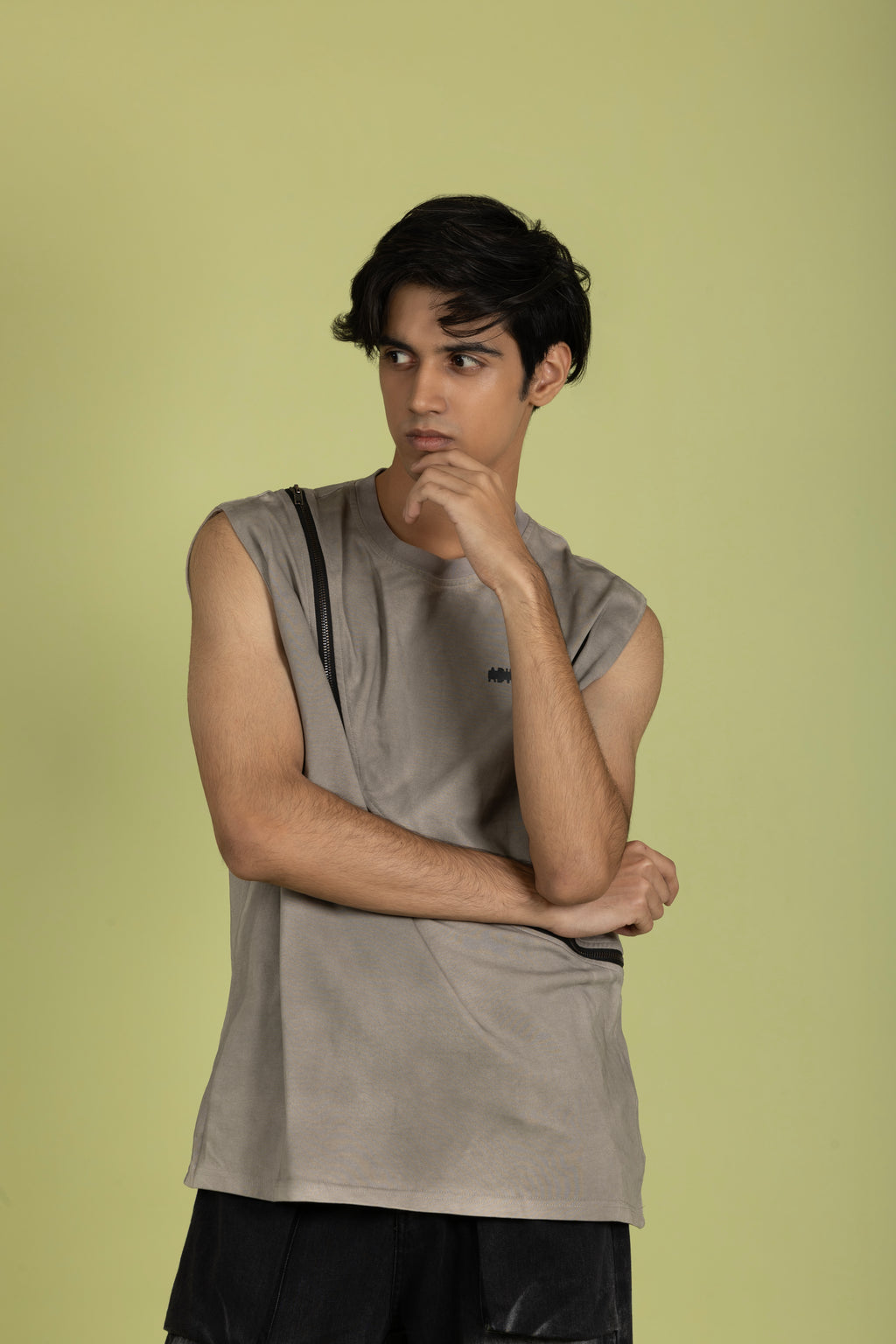 Zipper T-Shirt Light Brown