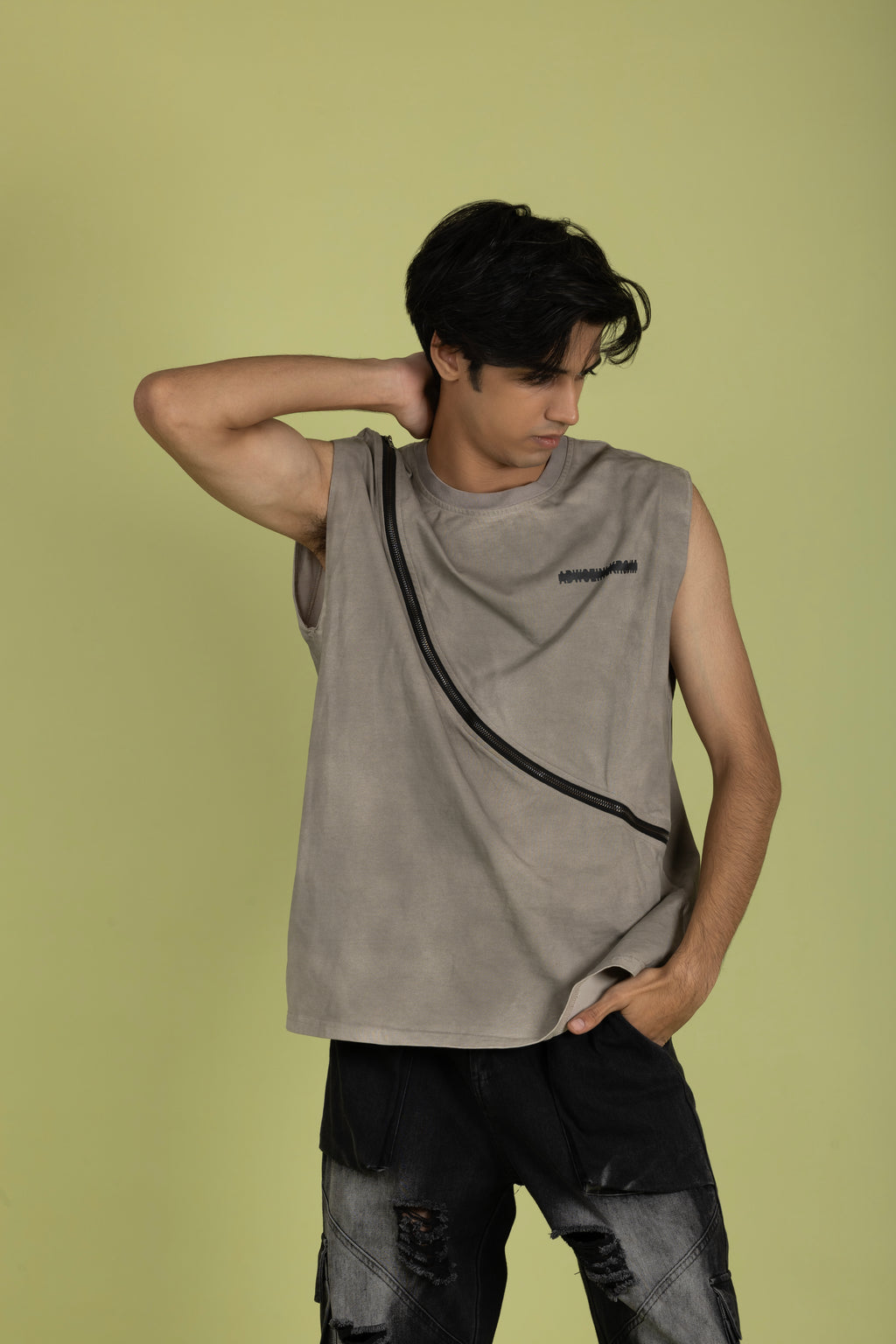 Zipper T-Shirt Light Brown