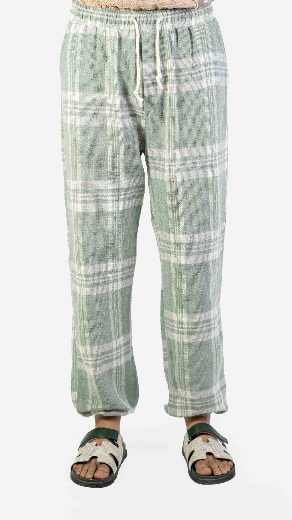 GREEN AND WHITE CHECK JOGGER