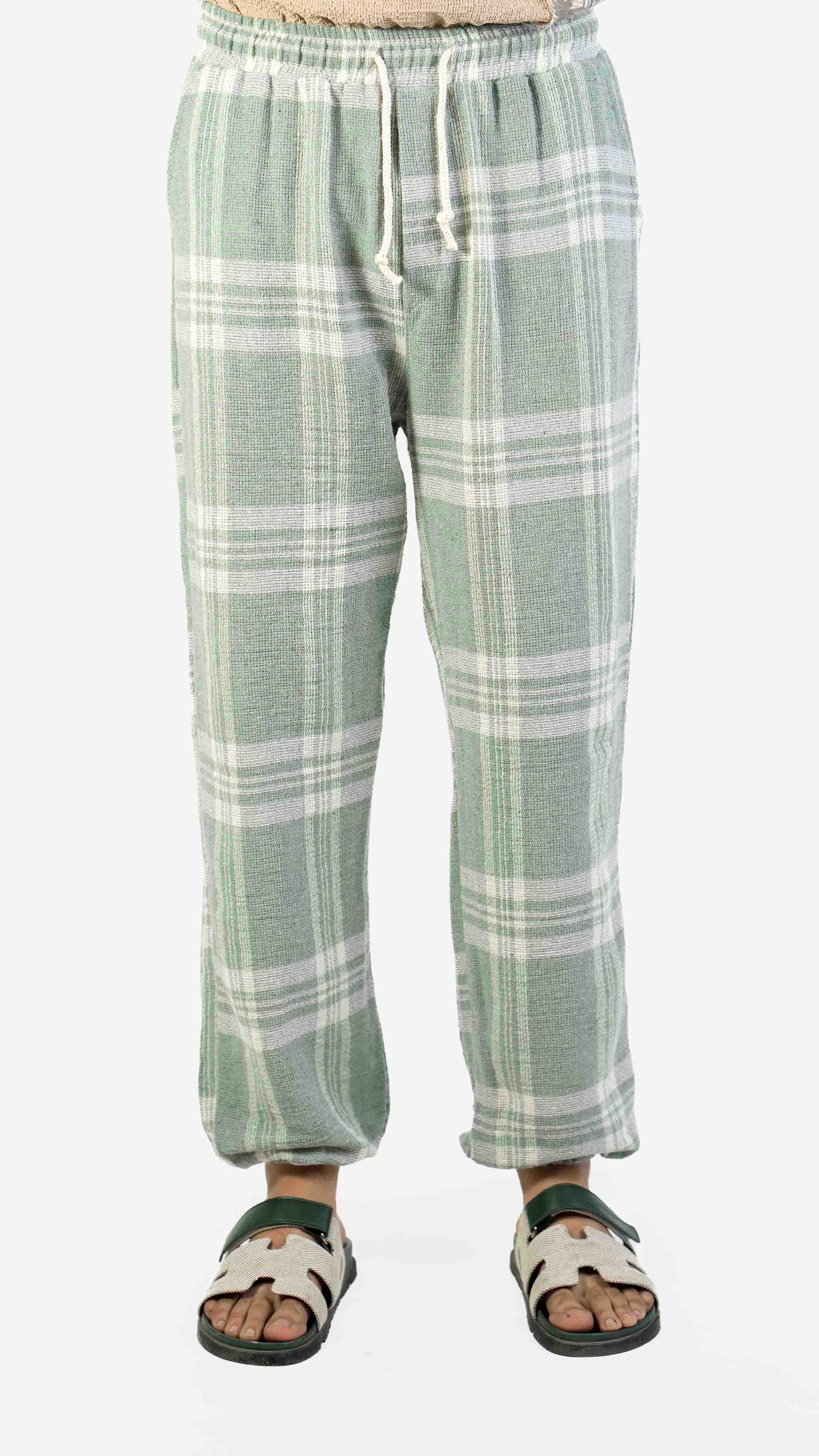 GREEN AND WHITE CHECK JOGGER