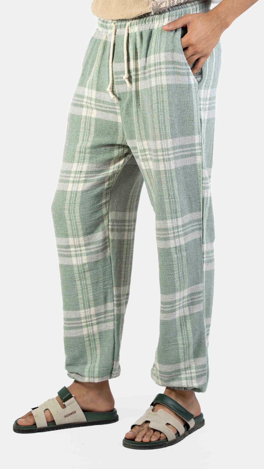 GREEN AND WHITE CHECK JOGGER