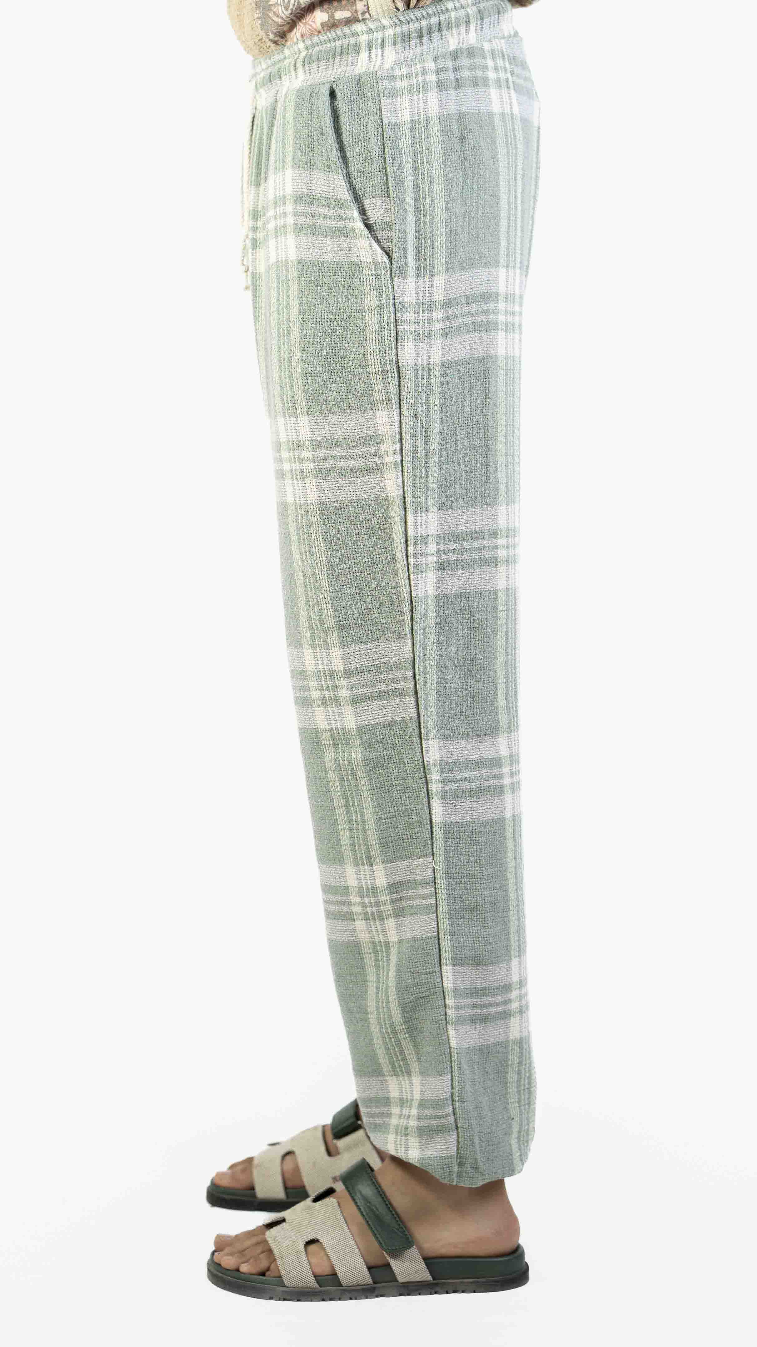 GREEN AND WHITE CHECK JOGGER