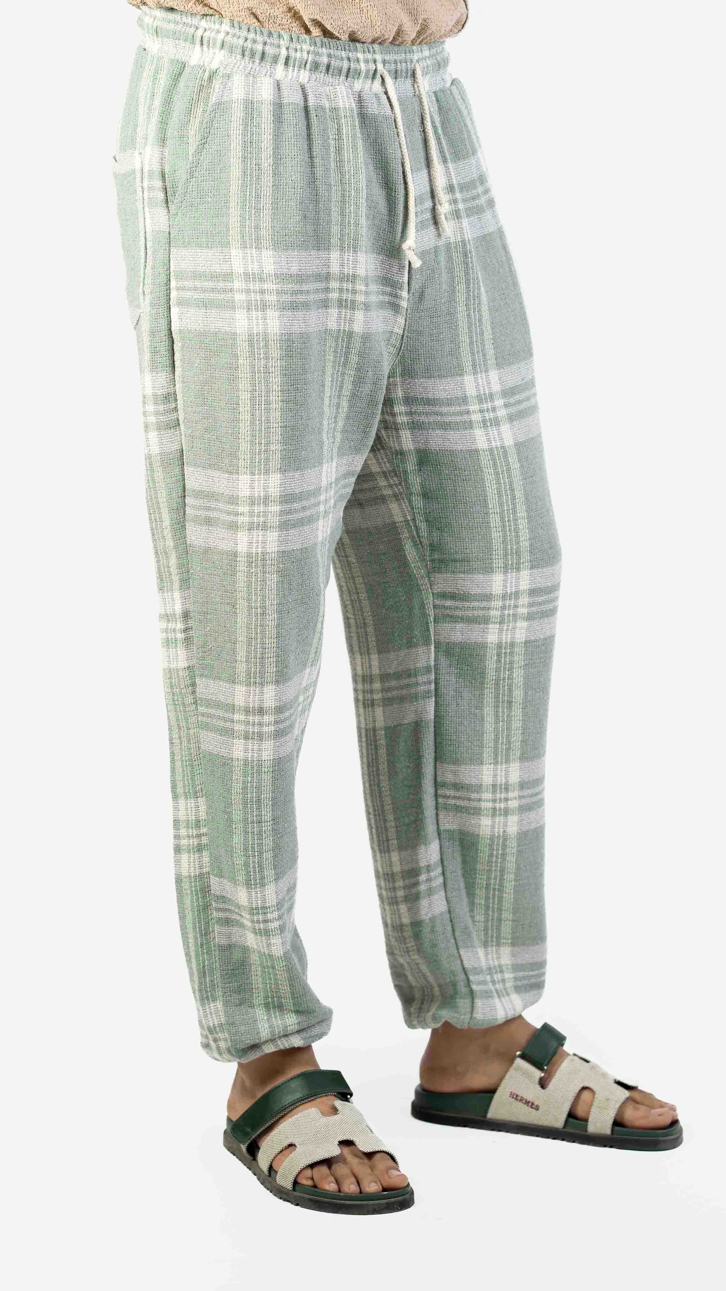 GREEN AND WHITE CHECK JOGGER