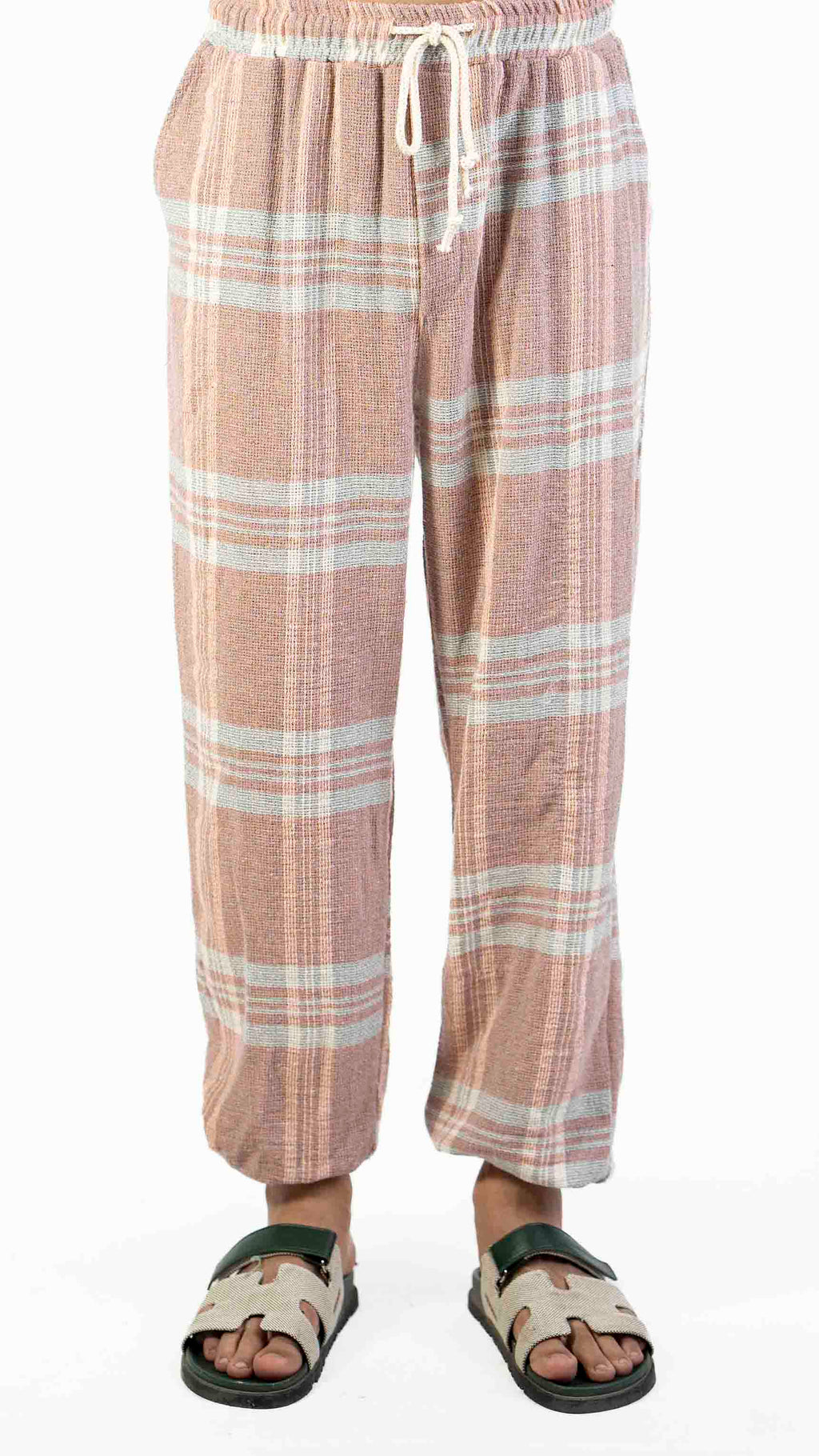 PINK AND WHITE CHECK JOGGER