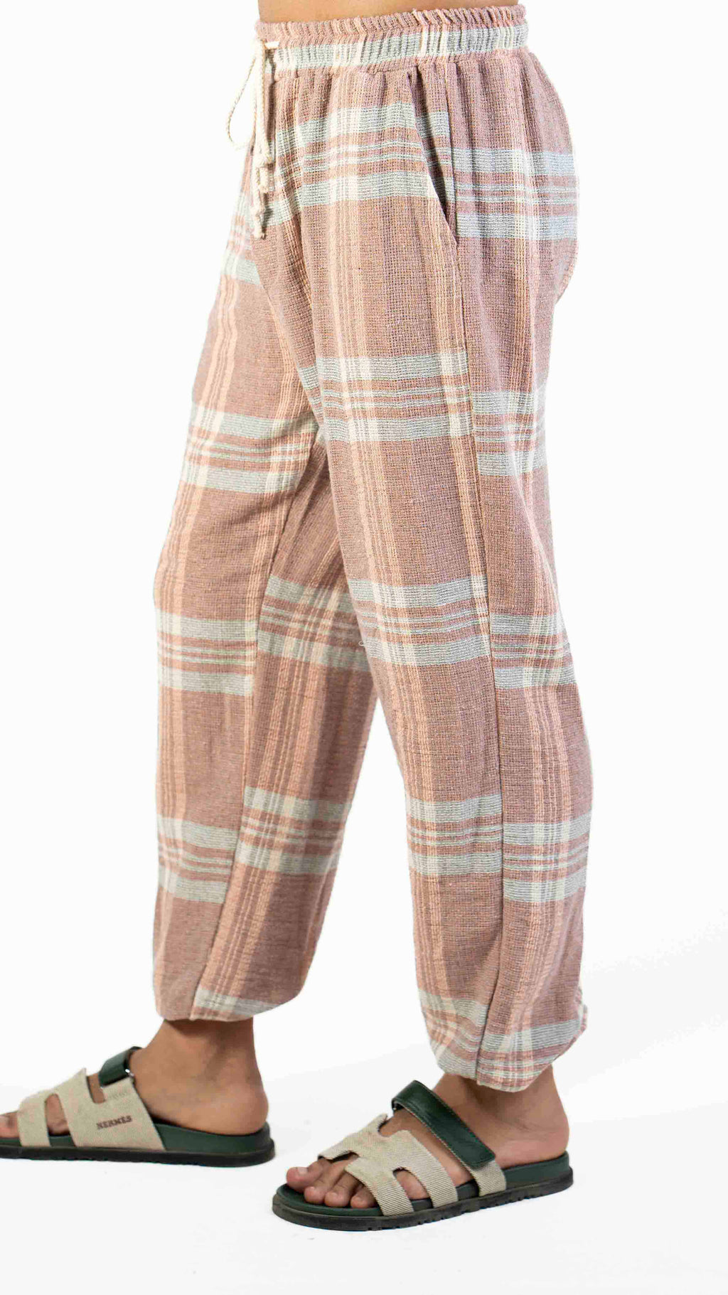 PINK AND WHITE CHECK JOGGER