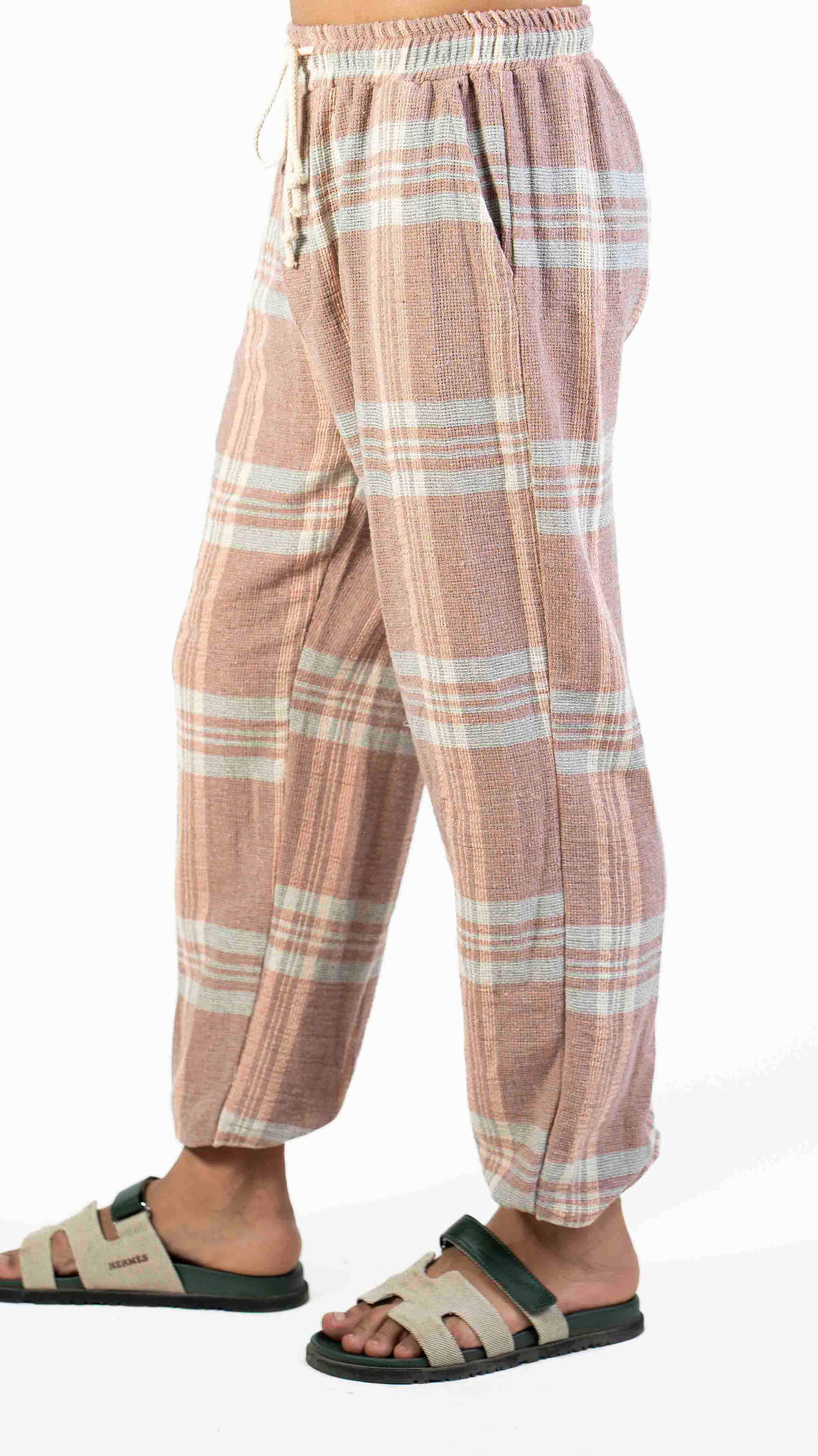 PINK AND WHITE CHECK JOGGER