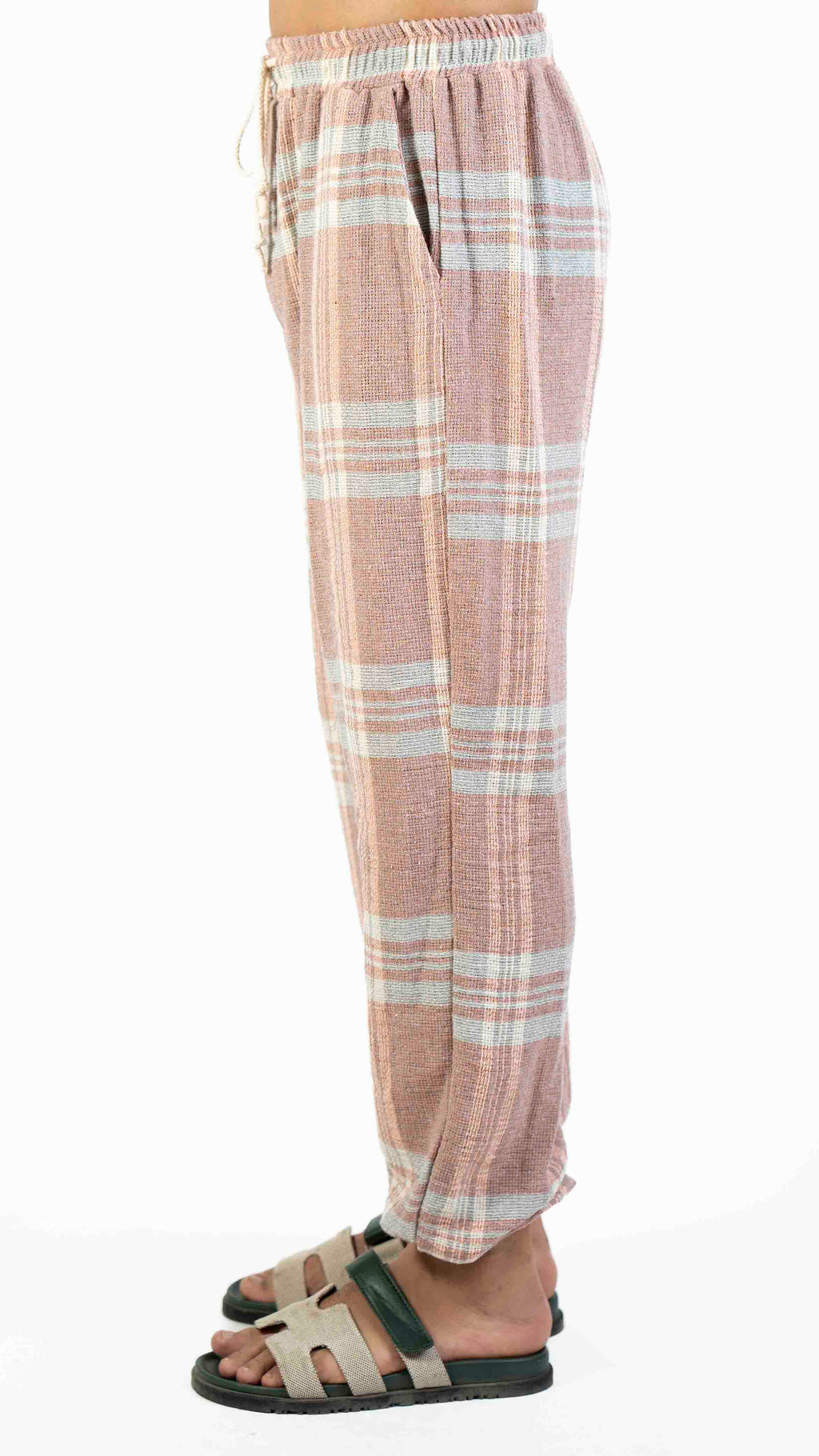 PINK AND WHITE CHECK JOGGER