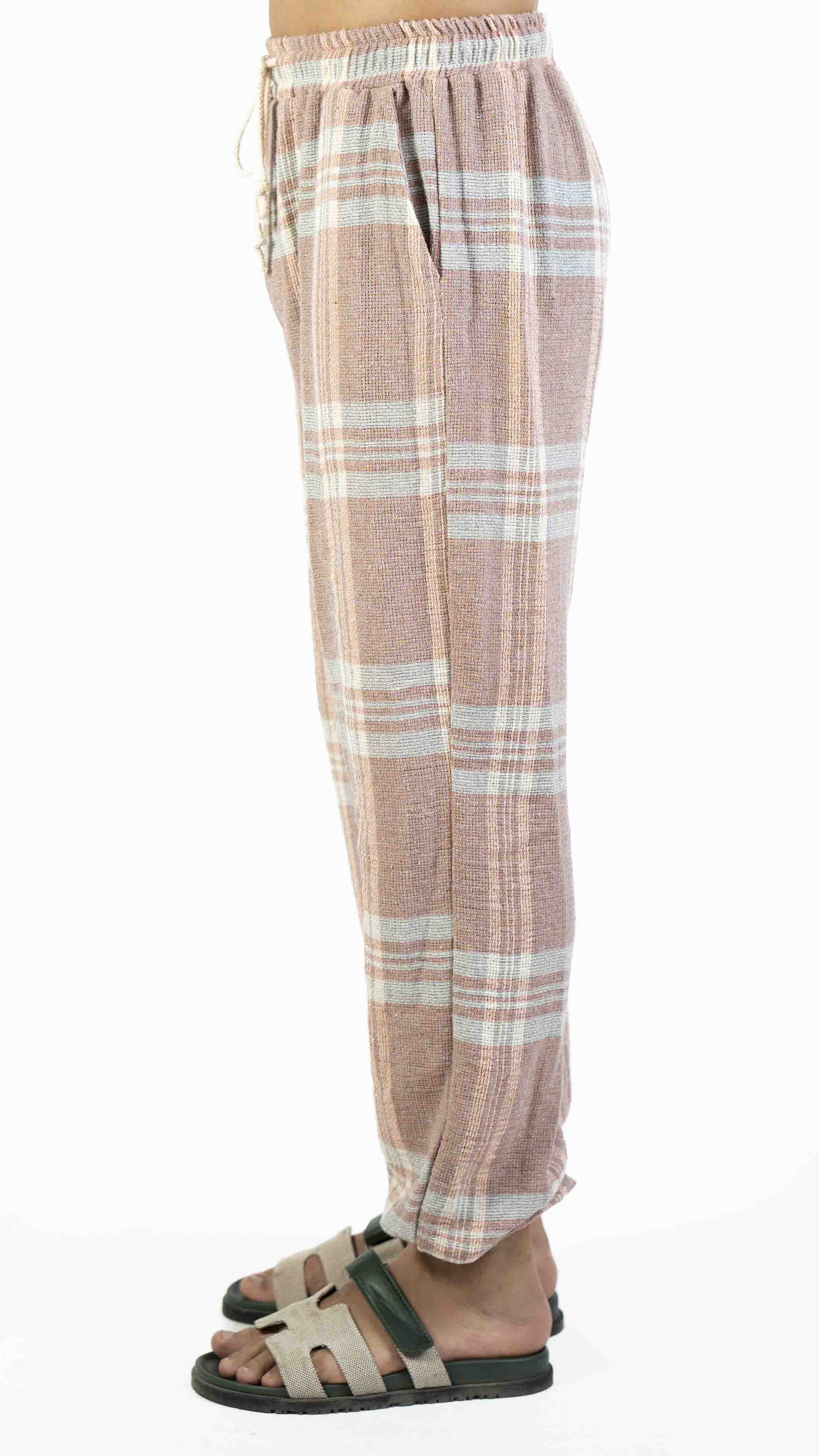 PINK AND WHITE CHECK JOGGER