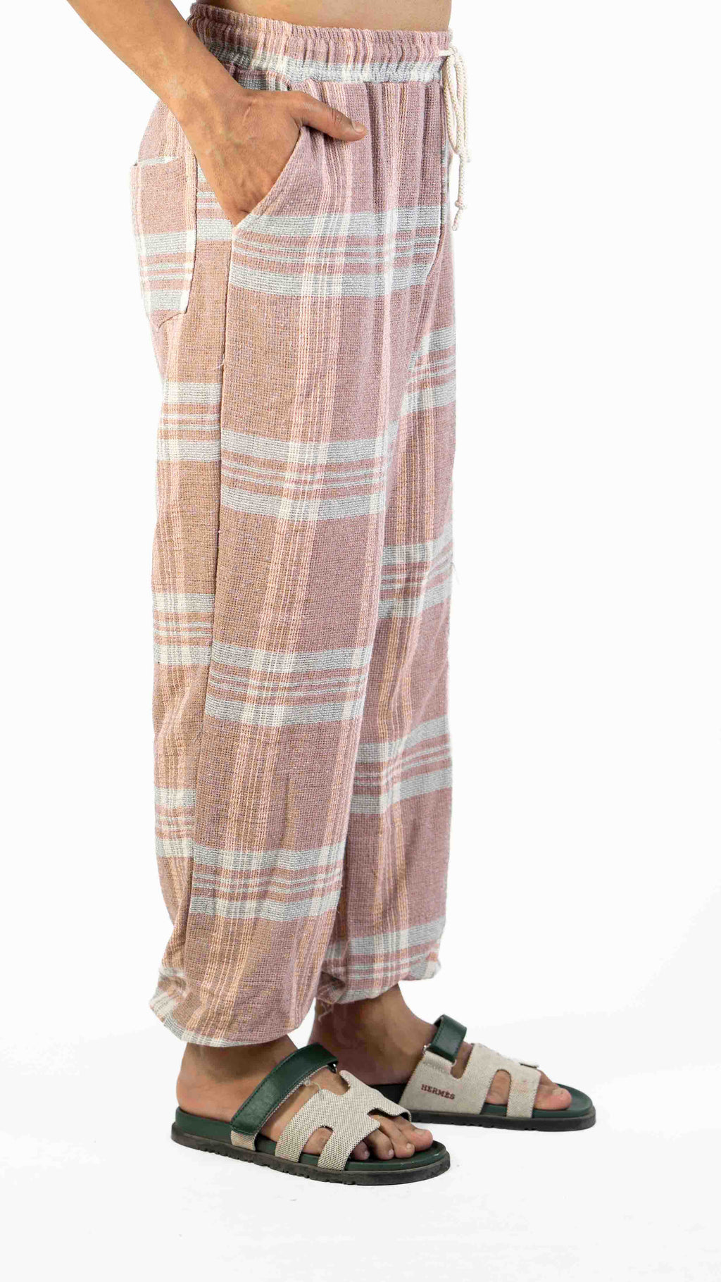 PINK AND WHITE CHECK JOGGER