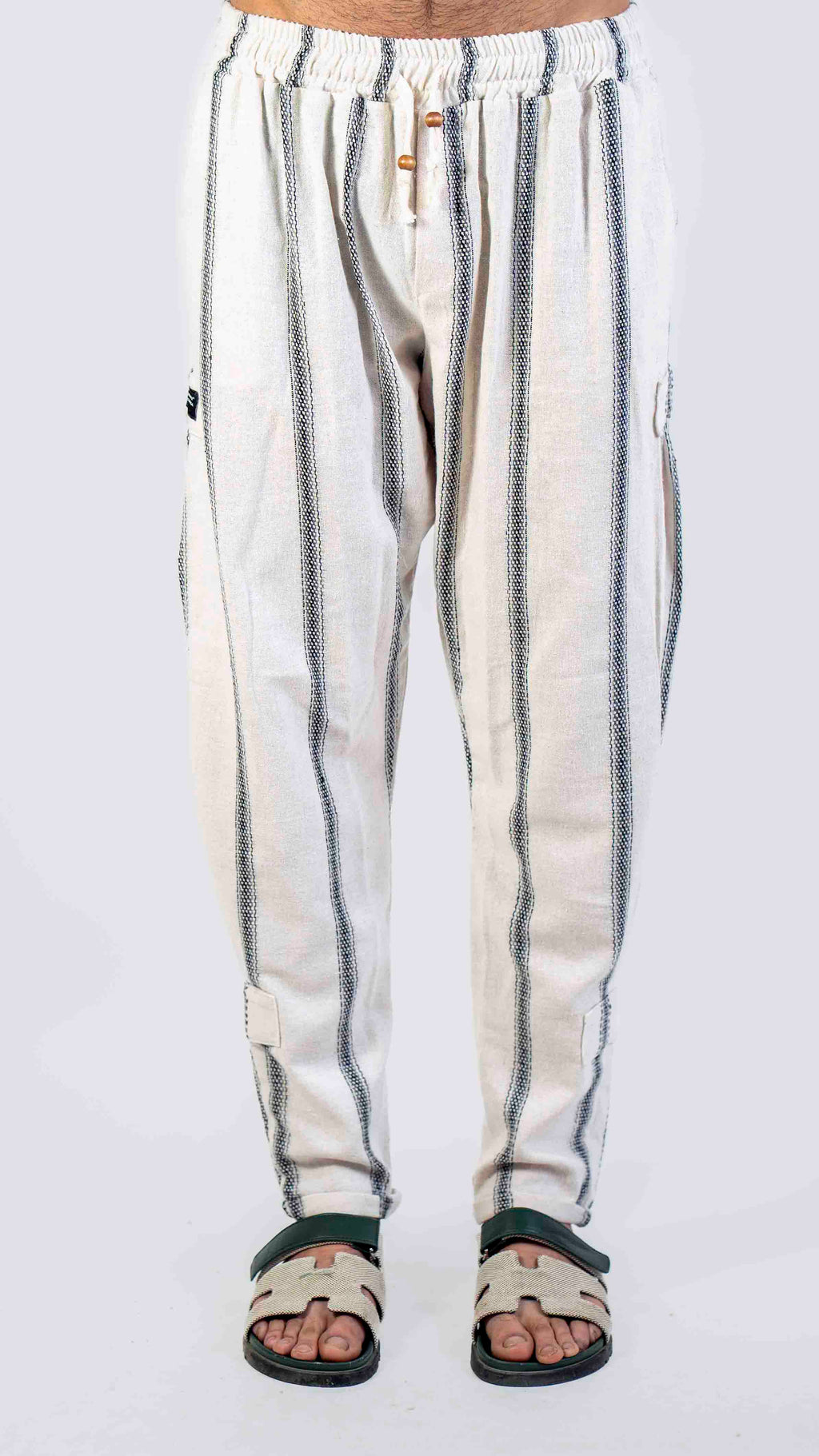 WHITE STRIPED CASUAL TROUSER