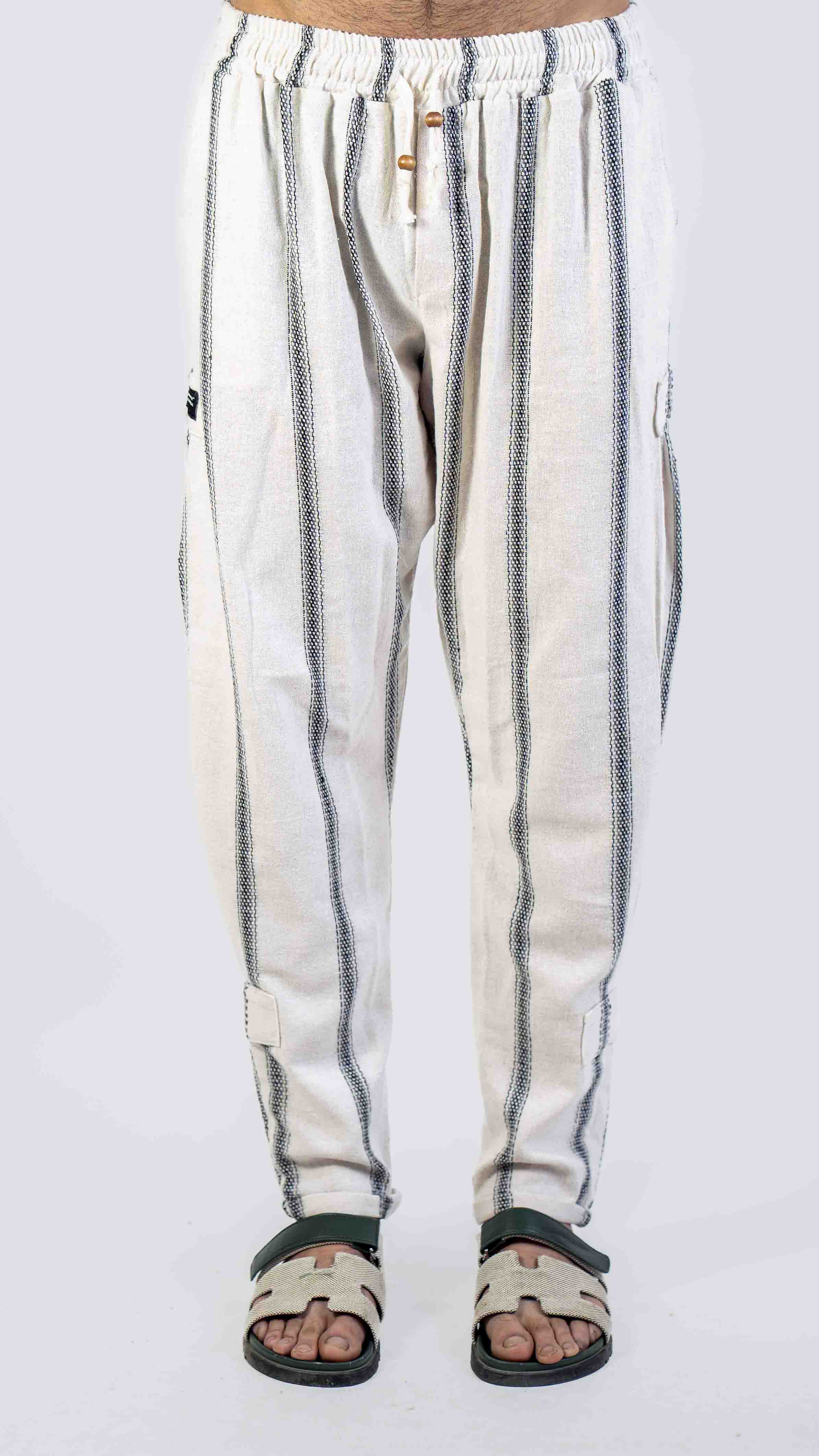 WHITE STRIPED CASUAL TROUSER