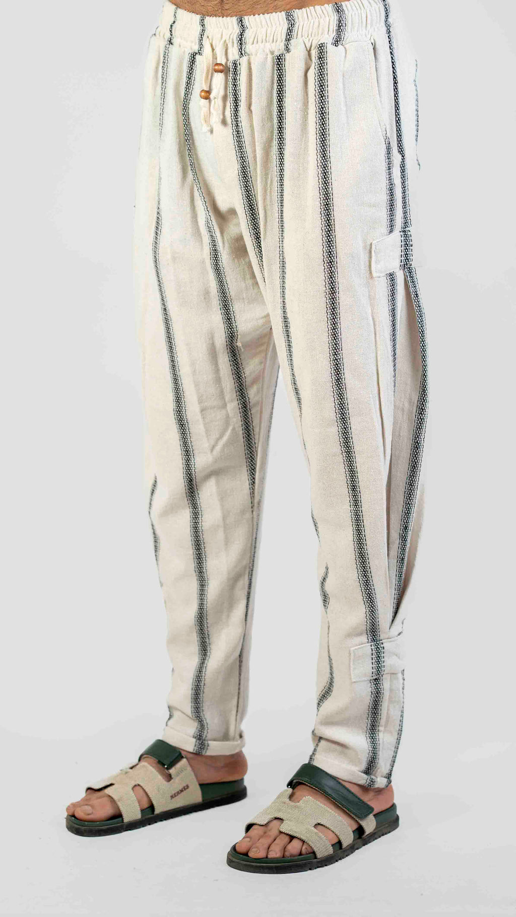 WHITE STRIPED CASUAL TROUSER