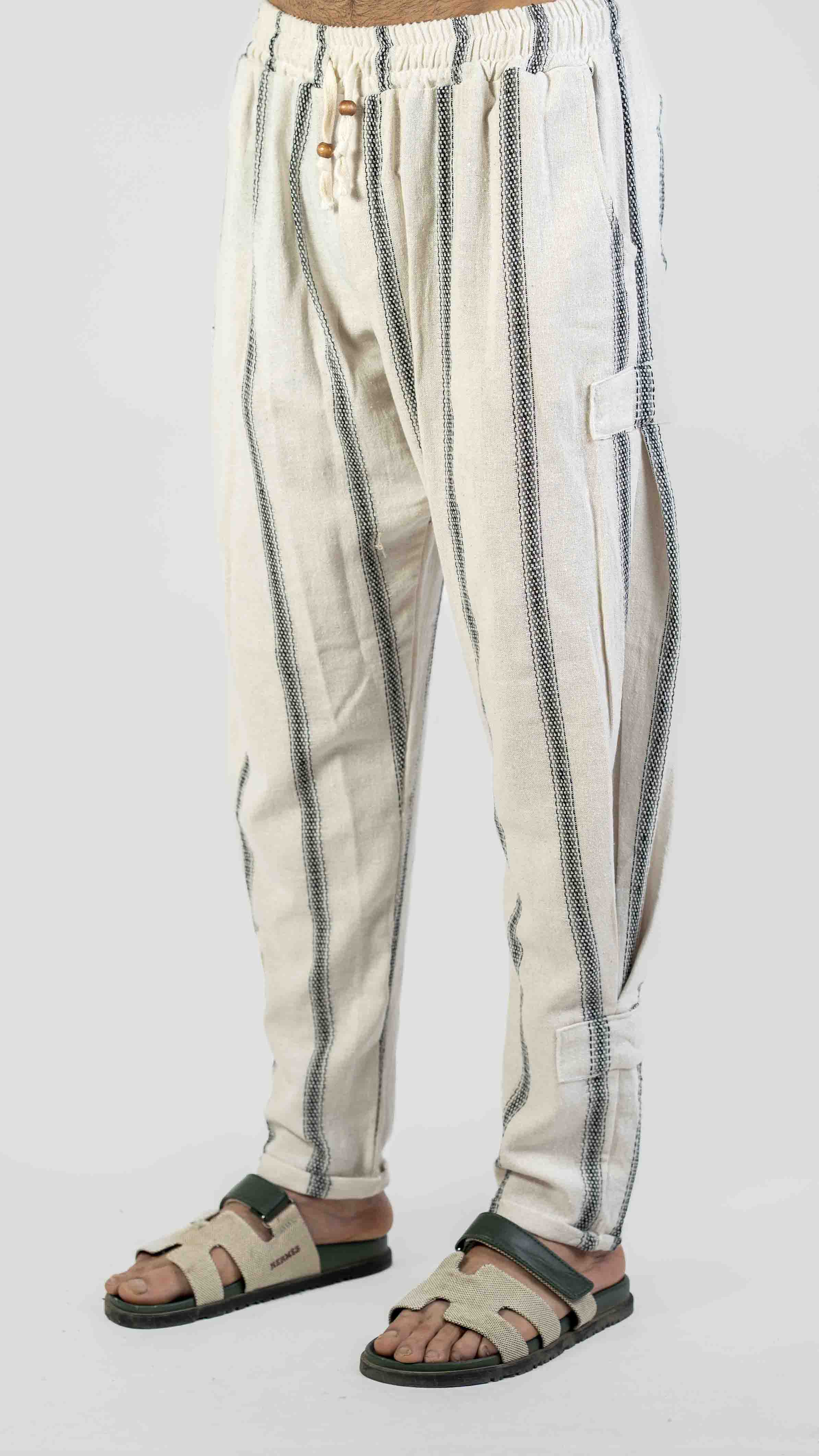 WHITE STRIPED CASUAL TROUSER