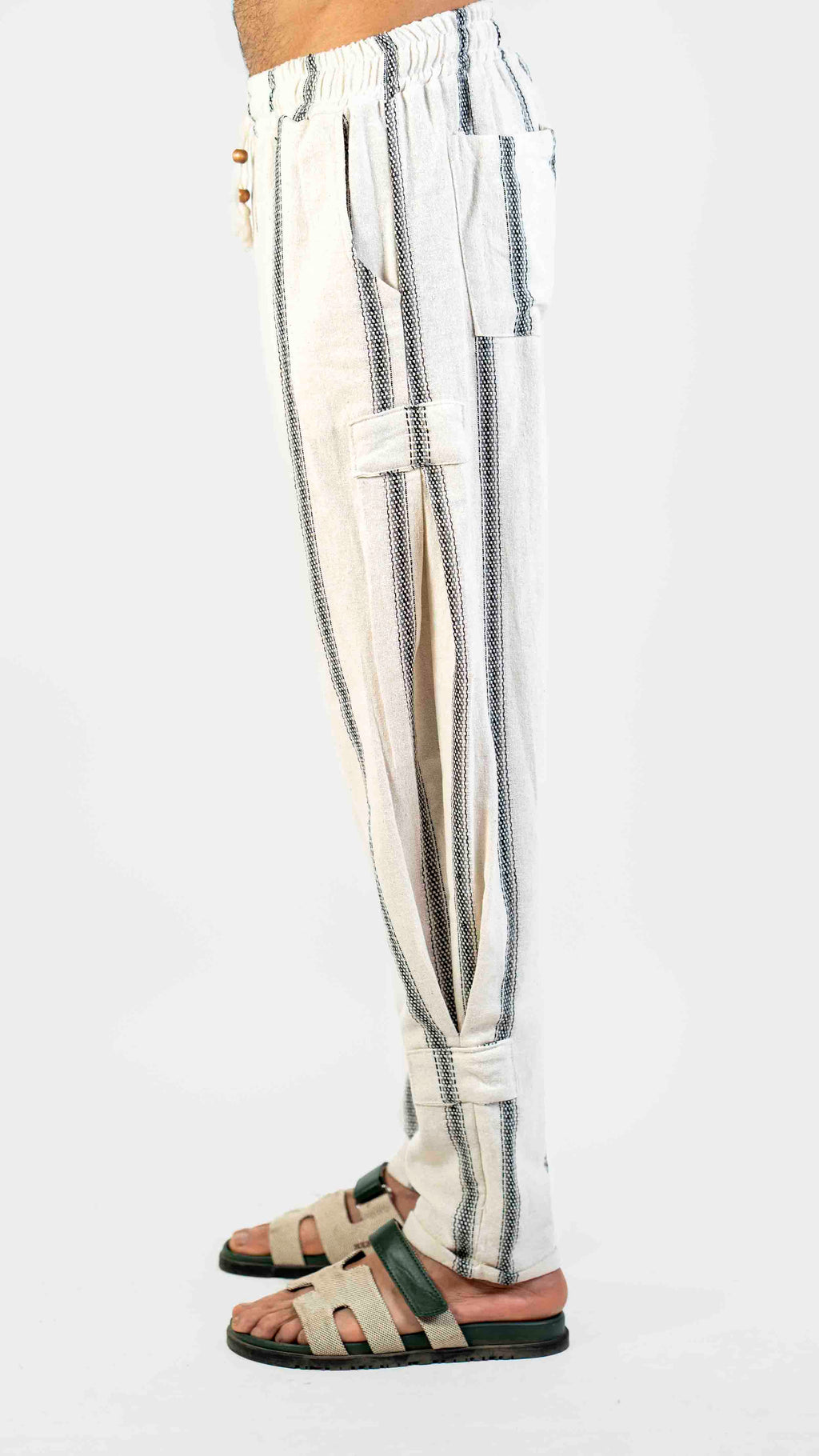 WHITE STRIPED CASUAL TROUSER