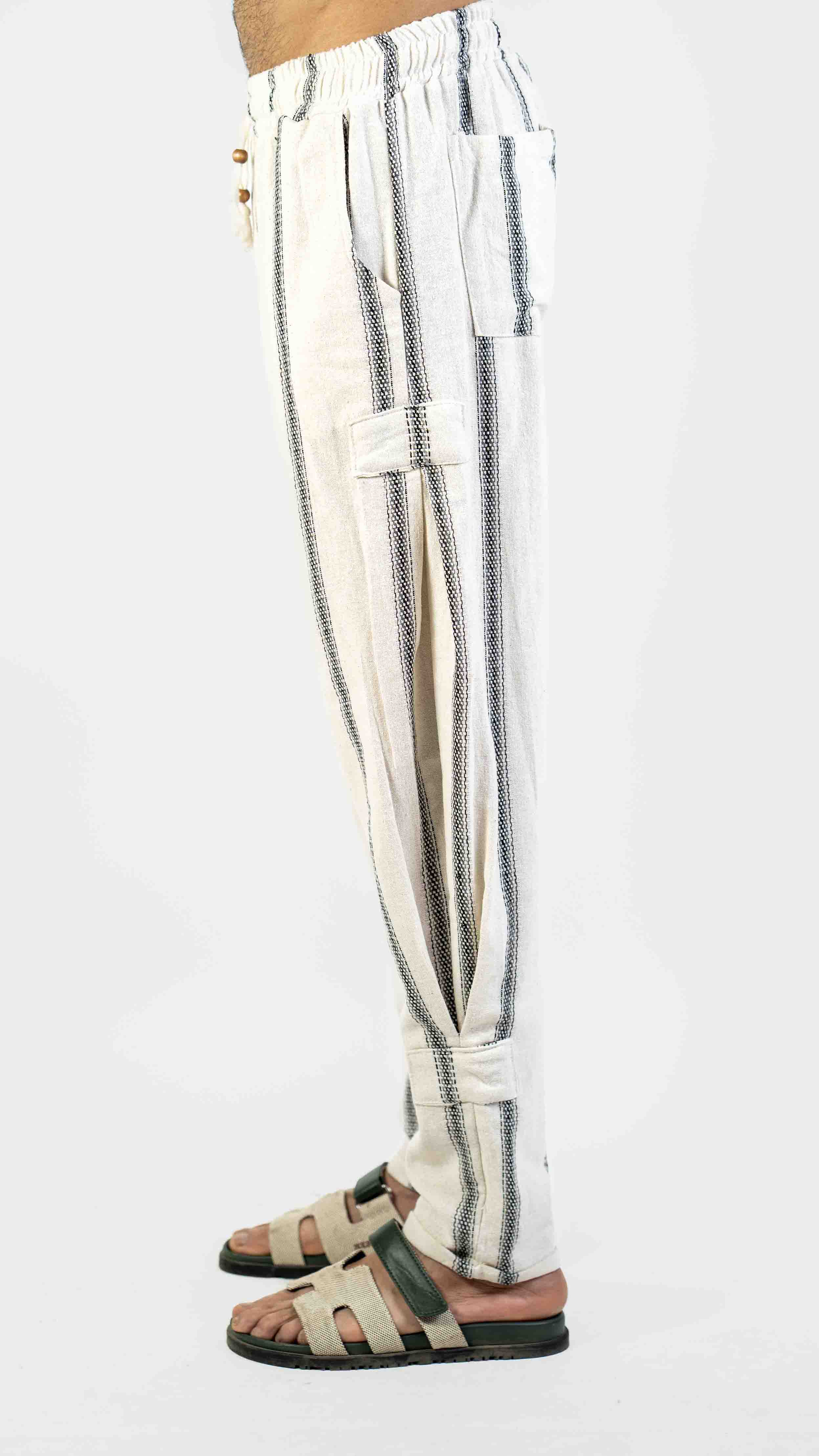 WHITE STRIPED CASUAL TROUSER