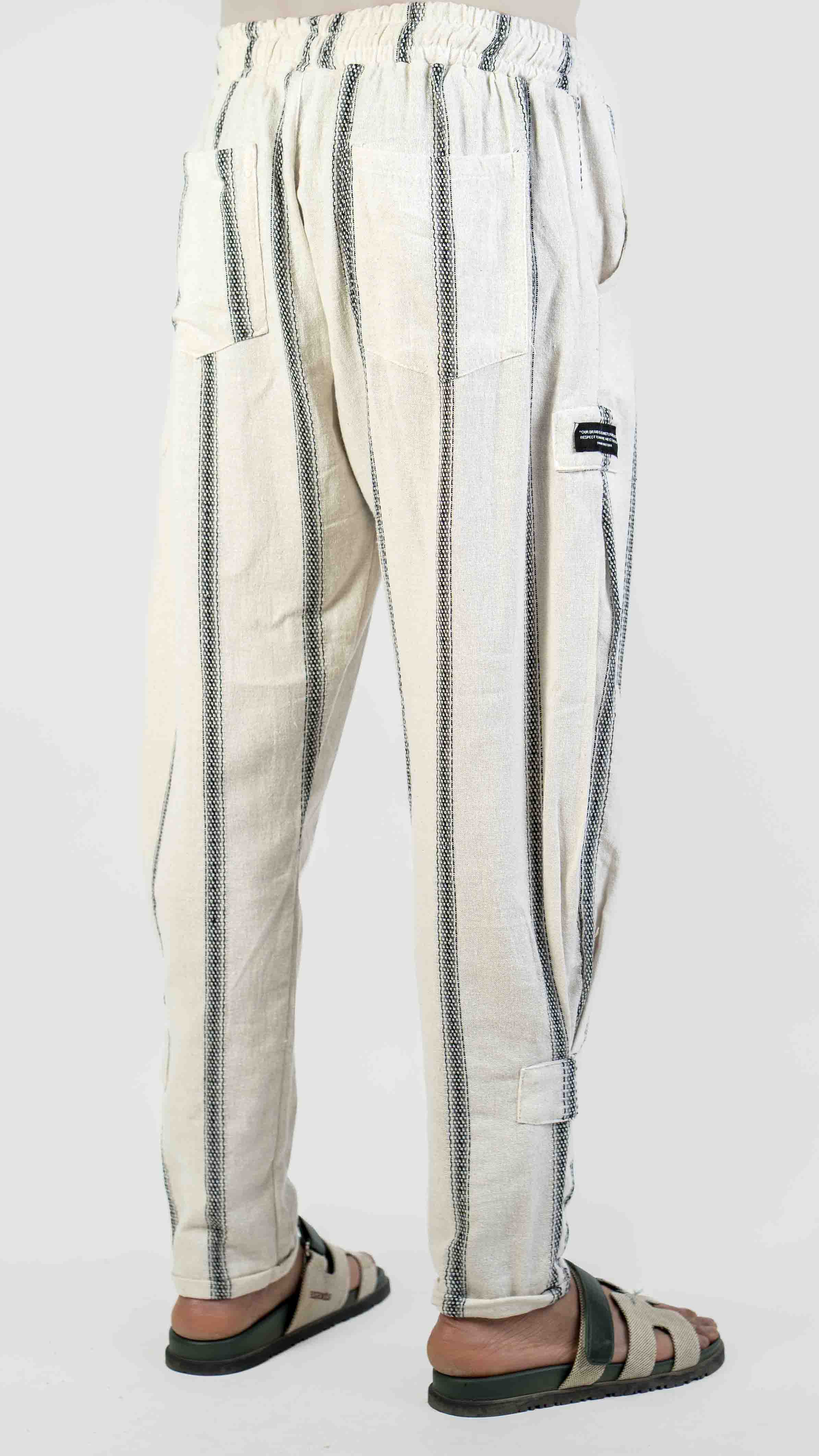 WHITE STRIPED CASUAL TROUSER