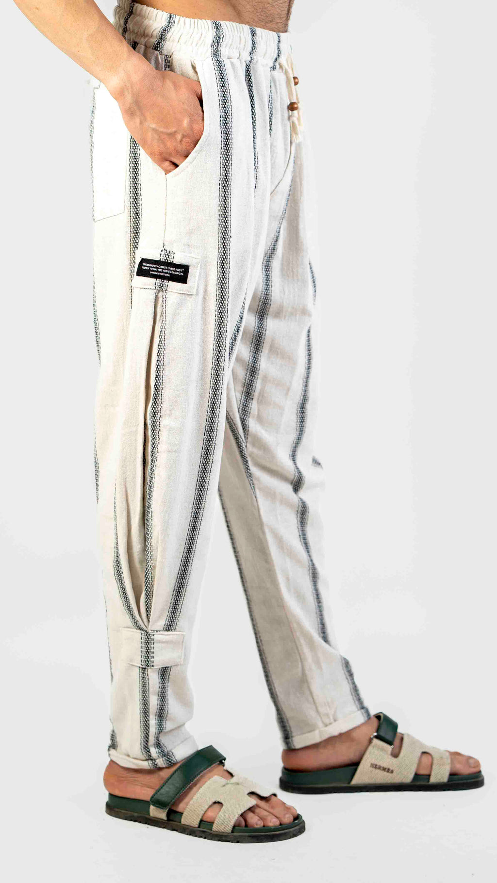 WHITE STRIPED CASUAL TROUSER