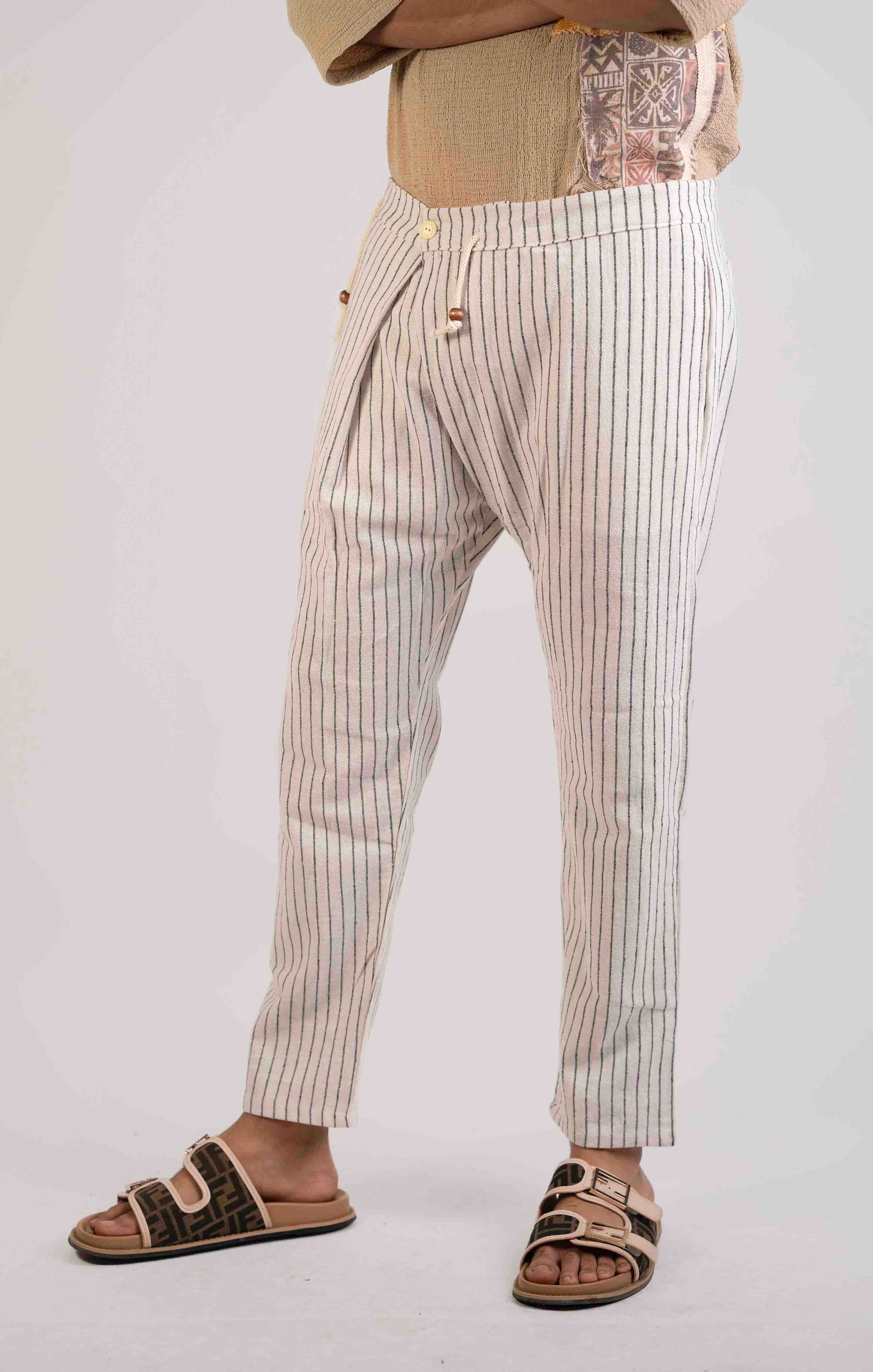 WHITE STRIPED TROUSER