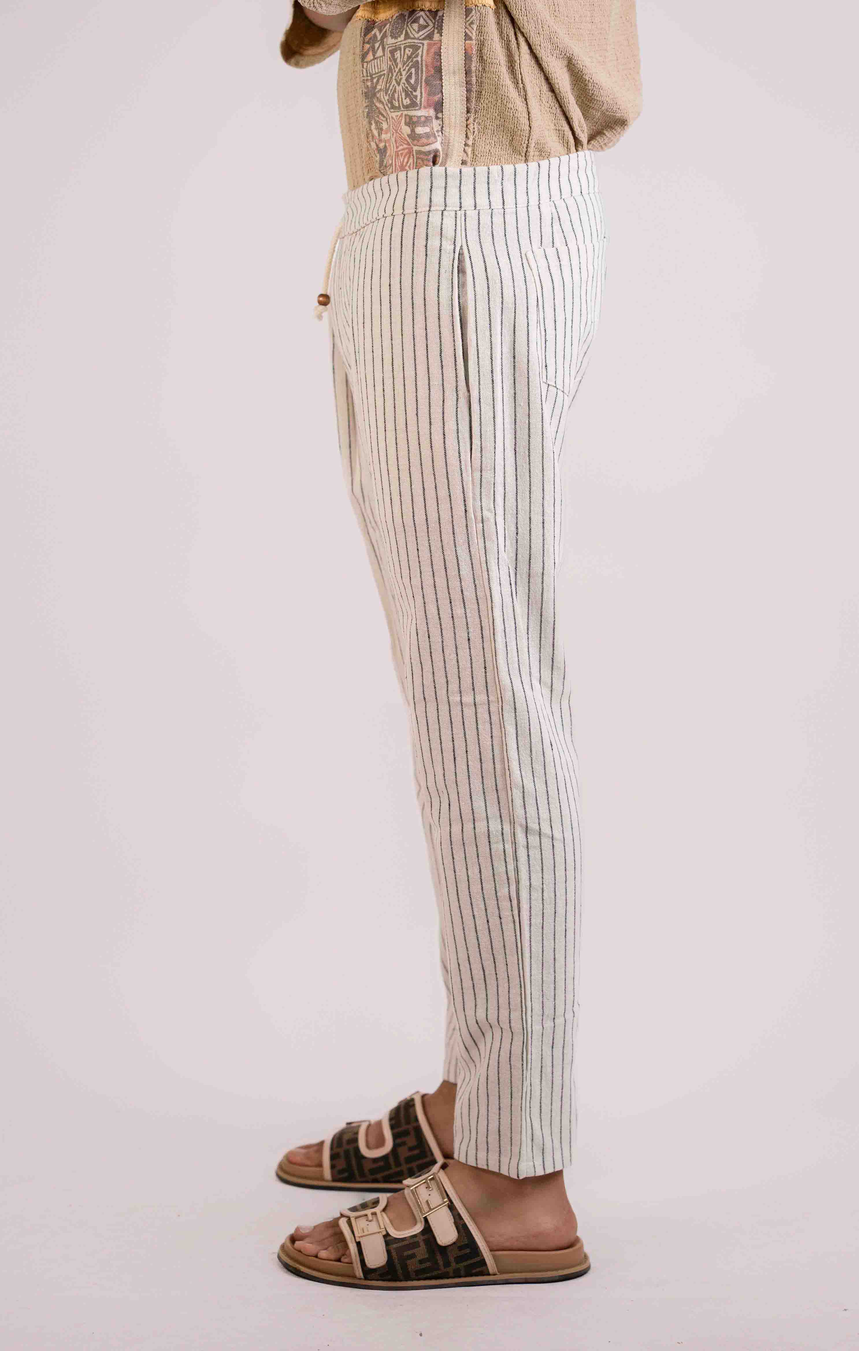 WHITE STRIPED TROUSER