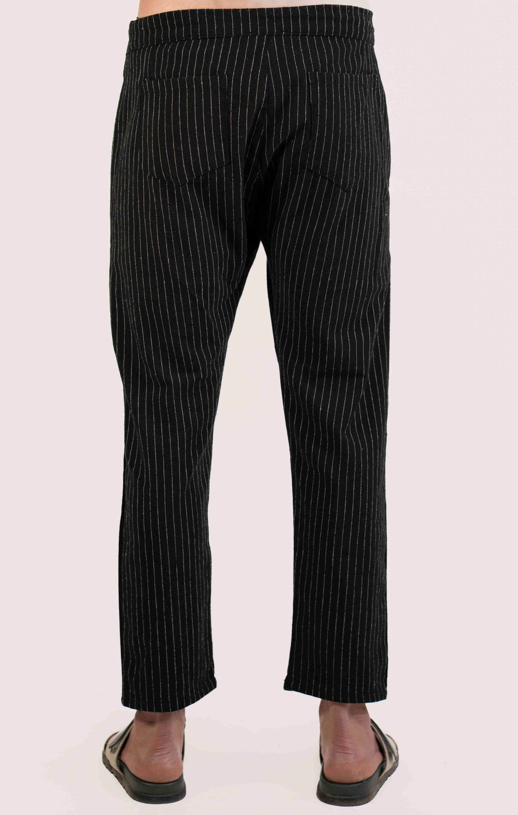 BLACK AND WHITE STRIPE LINEN CASUAL TROUSER