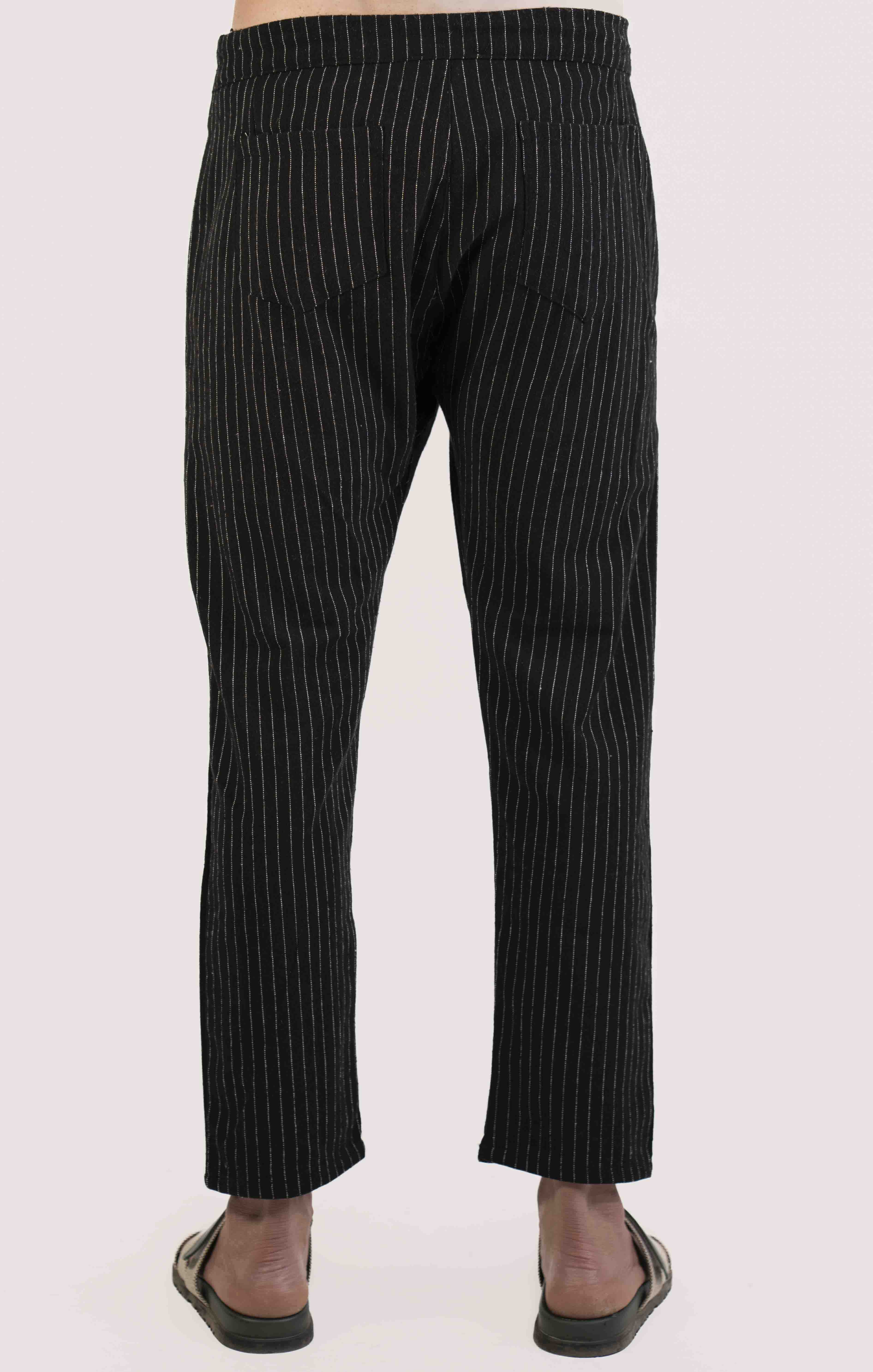 BLACK AND WHITE STRIPE LINEN CASUAL TROUSER