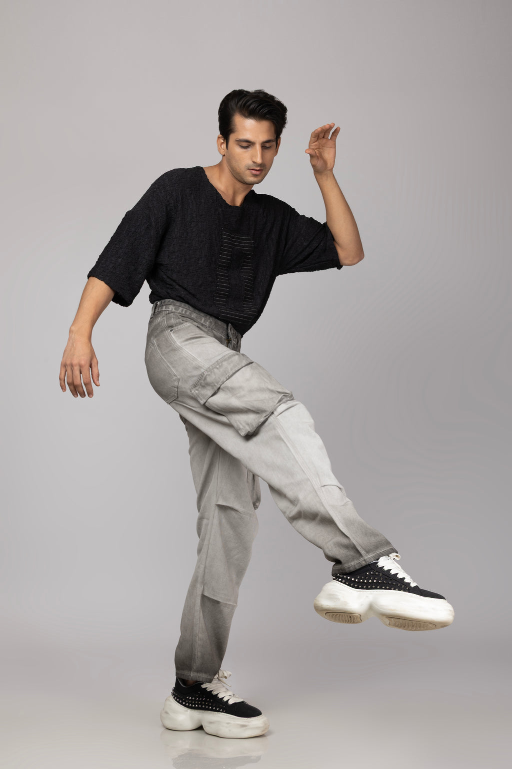 Grey Denim Cargo